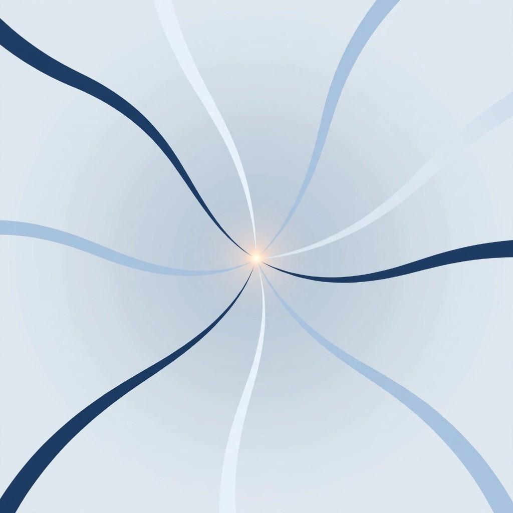 Radiating blue and white lines from a bright center representing imported AI conversations and memories