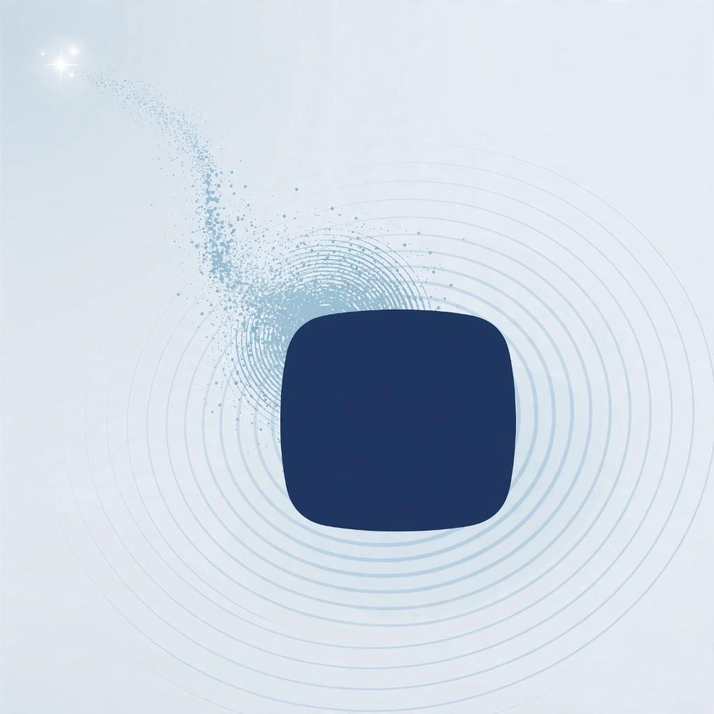 Navy rounded square with ripple rings and a spark trail turning ideas into shared Spaces